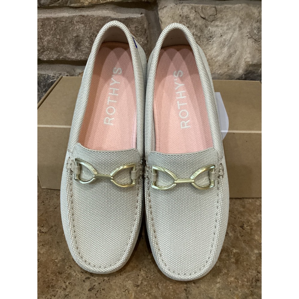 Rothys The Double Bit Driver Sesame Beige Knit Loafers Shoes 222-006 Womens 9 - Picture 3 of 8